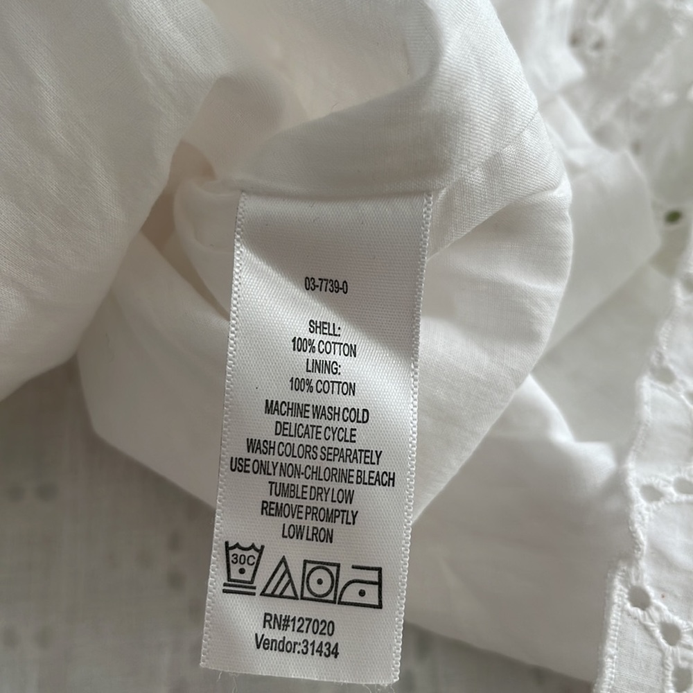 NWT Chadwick’s White 100% Cotton Eyelet Ruffle Sleeveless Knee-Length Dress - Picture 10 of 13